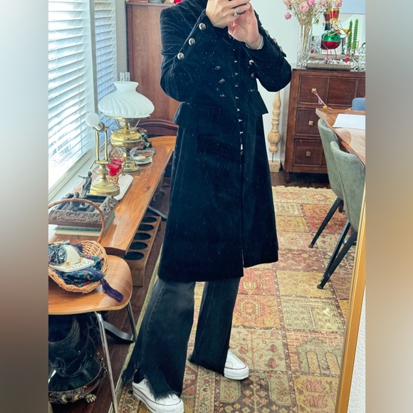 Vintage Pure Badass Rare Flawless Velvet Steampunk/Military Long Jacket